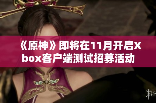 《原神》即将在11月开启Xbox客户端测试招募活动