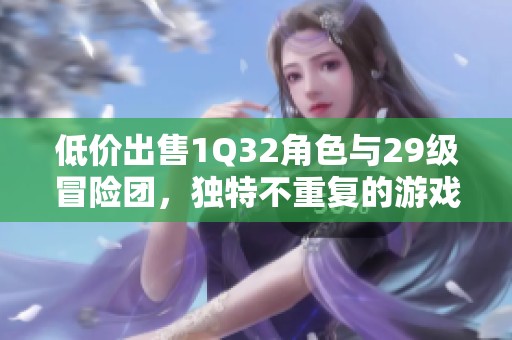 低价出售1Q32角色与29级冒险团，独特不重复的游戏体验