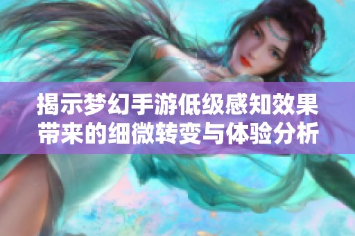 揭示梦幻手游低级感知效果带来的细微转变与体验分析