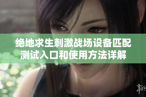 绝地求生刺激战场设备匹配测试入口和使用方法详解