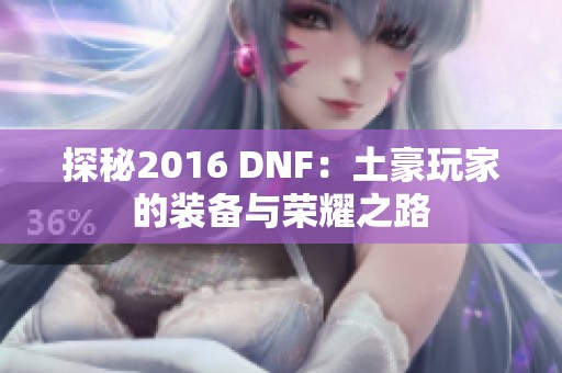 探秘2016 DNF：土豪玩家的装备与荣耀之路