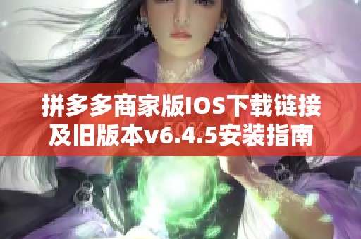 拼多多商家版IOS下载链接及旧版本v6.4.5安装指南