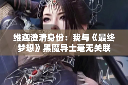 维迦澄清身份：我与《最终梦想》黑魔导士毫无关联