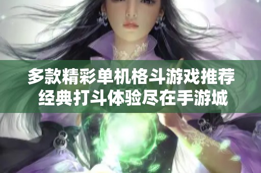 多款精彩单机格斗游戏推荐 经典打斗体验尽在手游城等你体验