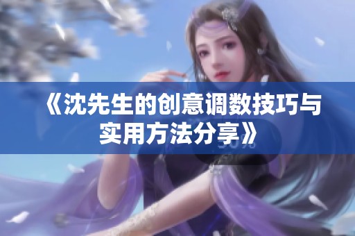 《沈先生的创意调数技巧与实用方法分享》