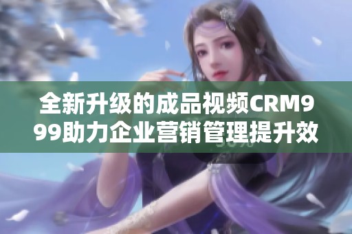 全新升级的成品视频CRM999助力企业营销管理提升效果